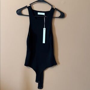 One Grey Day black sweater tank thong bodysuit